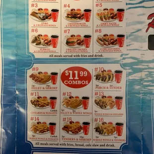 a menu for a fast food restaurant