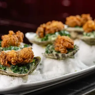 Rockefeller Oysters - Crispy Oysters with Creamed Spinach