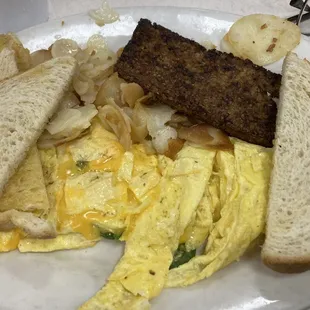 E-5. Goetta and 2 Eggs with cheese &amp; jalapeños