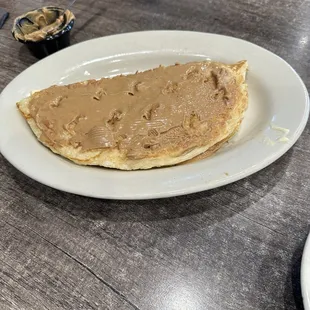 Huge pancake with peanut butter