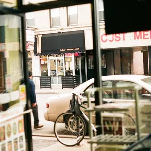 From the inside of Red Star looking out onto Milwaukee Ave.