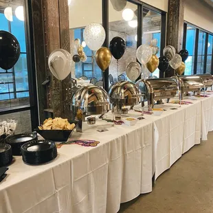 a buffet table set up for a party