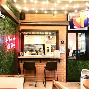 Patio with window to Bar