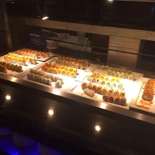 a variety of sushi and rolls