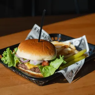 Classic tavern burger with fries