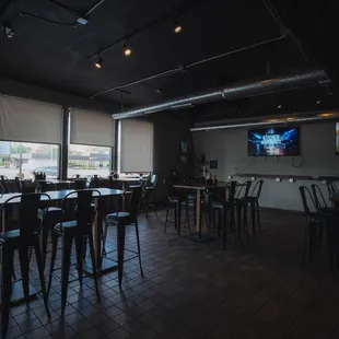 tables and chairs in a restaurant