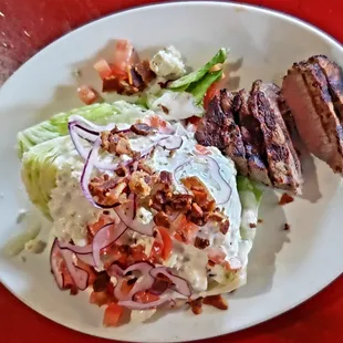 Wedge salad and steak