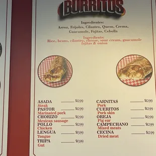 menu