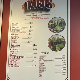 menu