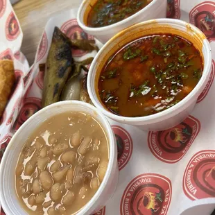 Beans and sauce for the tacos