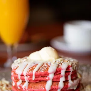 Red Velvet Pancakes for breakfast