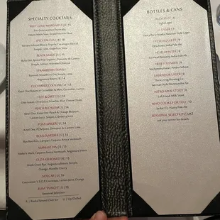 Drinks menu