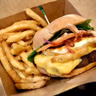 Kimchi Burger with French Fries