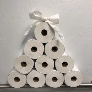 So cute holiday toilet paper display