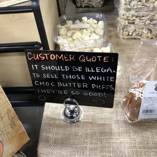 a customer&apos;s note on a sign