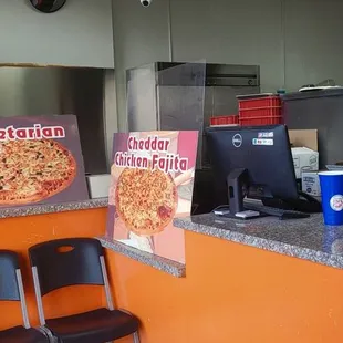Order counter, tiny waiting area