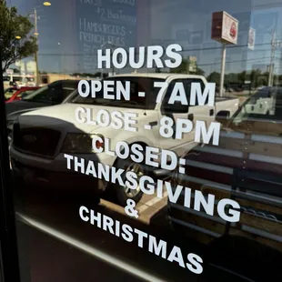 hours and signage