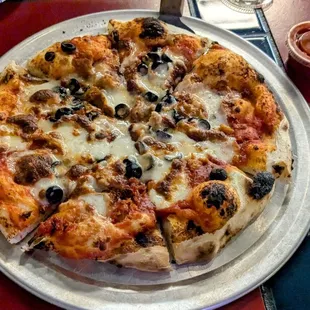 STL SOB - Sausage Onion Bacon (Note: We subbed black olives for the onions)