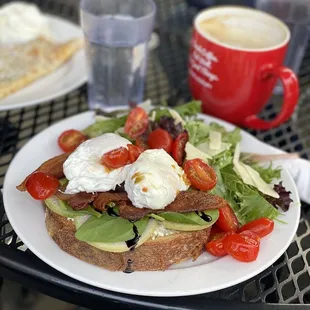 Beautifully poached eggs and goat cheese.