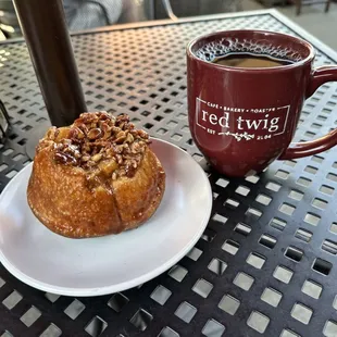 Pie over and sticky bun.