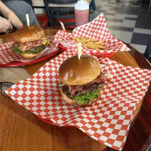 Deluxe bacon burger and Deluxe Bacon Cheese burger