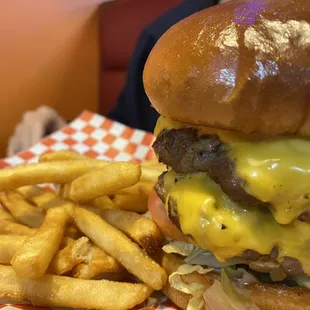 Double Cheese Burger with fries