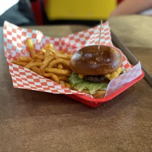 Bacon Cheese Burger with fries