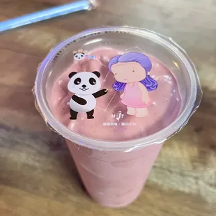 Delicious raspberry shake (I love that they seal it)