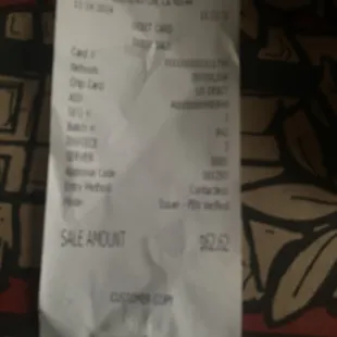 Amount I had to pay for one pizza, two salads, and pasta