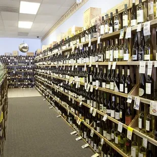 rows of wine bottles
