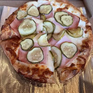 Ham pickle cream cheese roll pizza.  Interesting.  Surprisingly good.