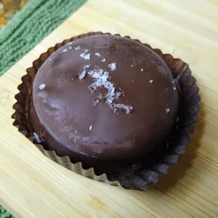 Dark chocolate covered sea salt caramel Oreo