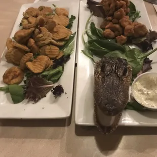 Fried pickles and gator bites