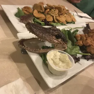 Fried pickles and gator bites
