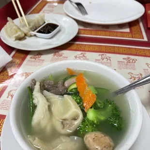 Red Wok Wonton Soup &amp; A4. Dumplings steamed