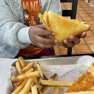 Thick sliced grilled cheese from the kids menu.