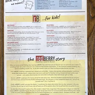 a menu for a breakfast