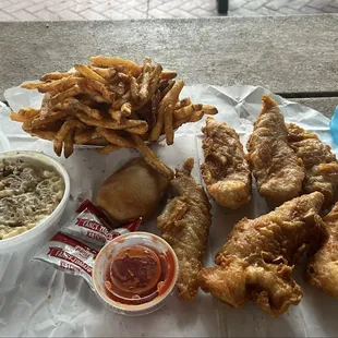 Mild Tenders, Fries, Mac and cheese