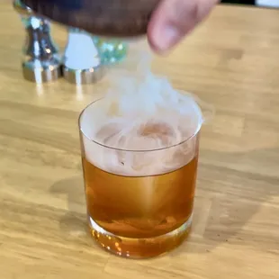 A smoked old-fashioned cocktail by Vince the smoker!