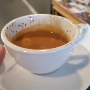 yeah the cup is messy...but the contents are crazy good! A rich creamy surface hiding a pool of a complex caffeinated decoction!