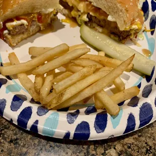 Redcoat Burger and side of fries. Yum!