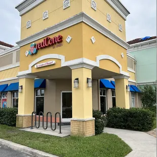 the front of the building