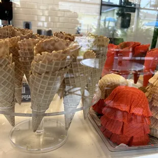 a variety of ice cream cones