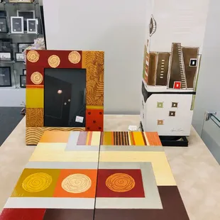 Frame - $85.00 Hand Painted &amp; Hand Cut Lamp - $380.00   Accessory Box - $140.00