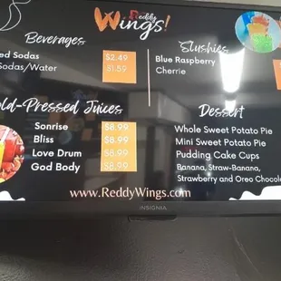 Beverage and Dessert Menu