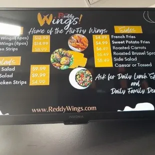 Entree and Sides menu