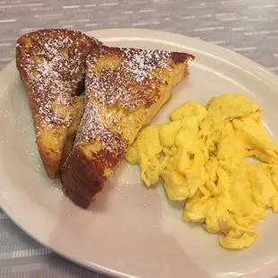 French toast, scrambled eggs