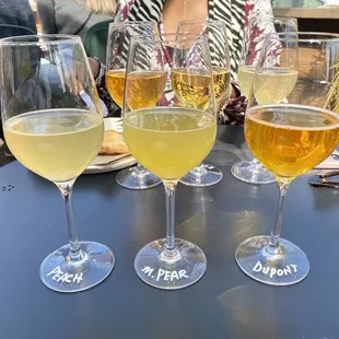 Custom Cider Flight: Humboldt Peach, Hemly Mandarin Pear, &amp; DuPont Bouché Brut de Normandie - Tasty!