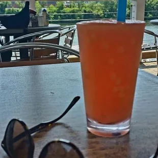 Peach bellini with a view