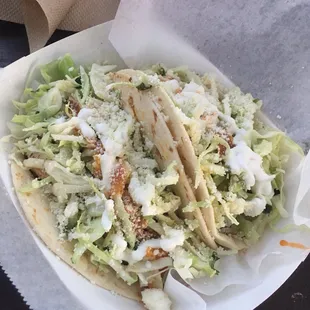Mahi mahi tacos. $10.